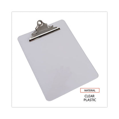 Plastic Clipboard With High Capacity Clip, 1.25" Clip Capacity, Holds 8.5 X 11 Sheets, Clear