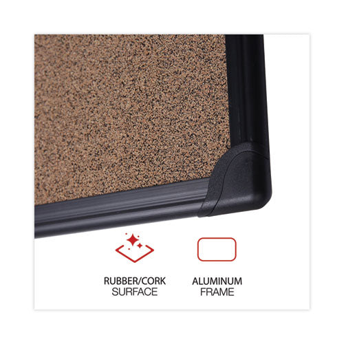 Tech Cork Board, 36 X 24, Brown Surface, Black Plastic Frame