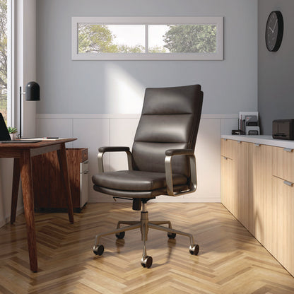 Industria 3-40c Ergonomic Bonded Leather Swivel Manager Chair, Supports Up To 275 Lbs, 18.31" To 21.85" Seat Height, Gray