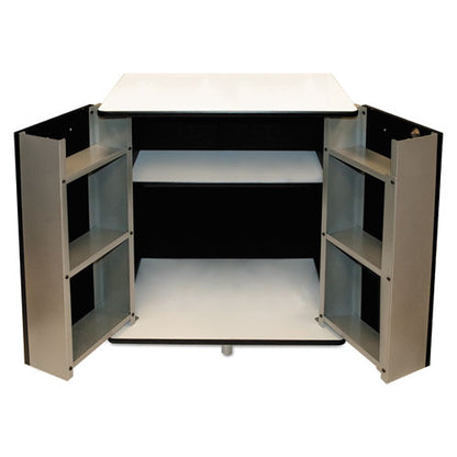 Refreshment Stand, Engineered Wood, 9 Shelves, 29.5" X 21" X 33", White/black