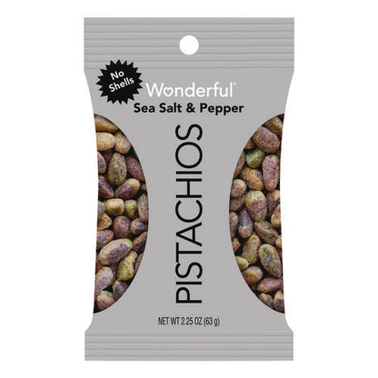 No Shells Sea Salt And Pepper Pistachios, 2.25 Oz Pack, 8/box