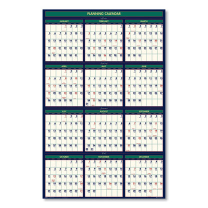 Recycled Four Seasons Reversible Business/academic Wall Calendar, 24 X 37, 2020-2021