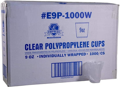 Empress Polypro Cup, 9 oz., Wrapped, Clear