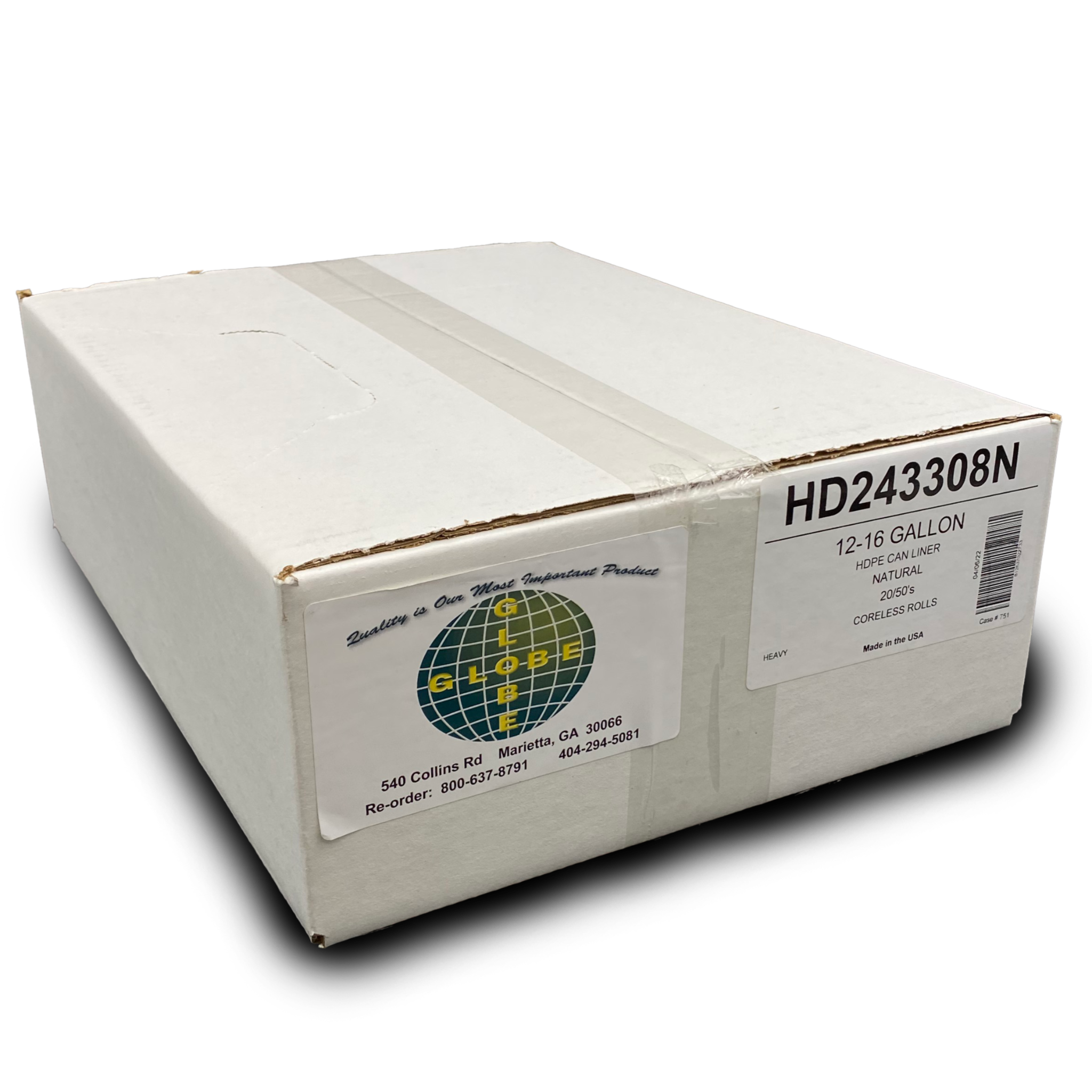 HDPE Can Liners, 12-16 gal., Natural – Globe Chemical Company, Inc.